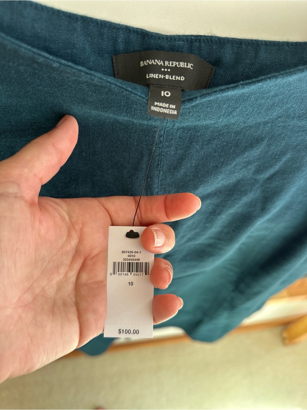 Banana Republic Teal/Navy Linen Midi skirt